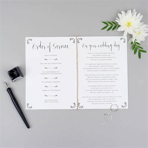 Order Of Service For Wedding Template
