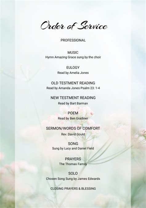 Order Of Service Template