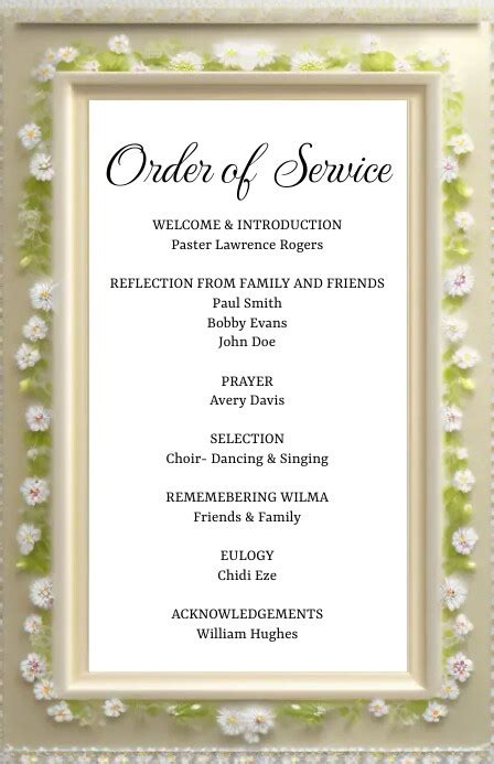 Order Service Funeral Template