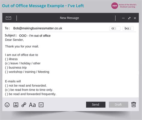 Out Of Office Email Template