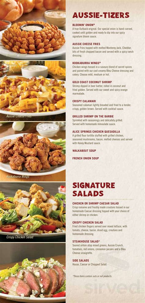 Outback Steakhouse Printable Menu