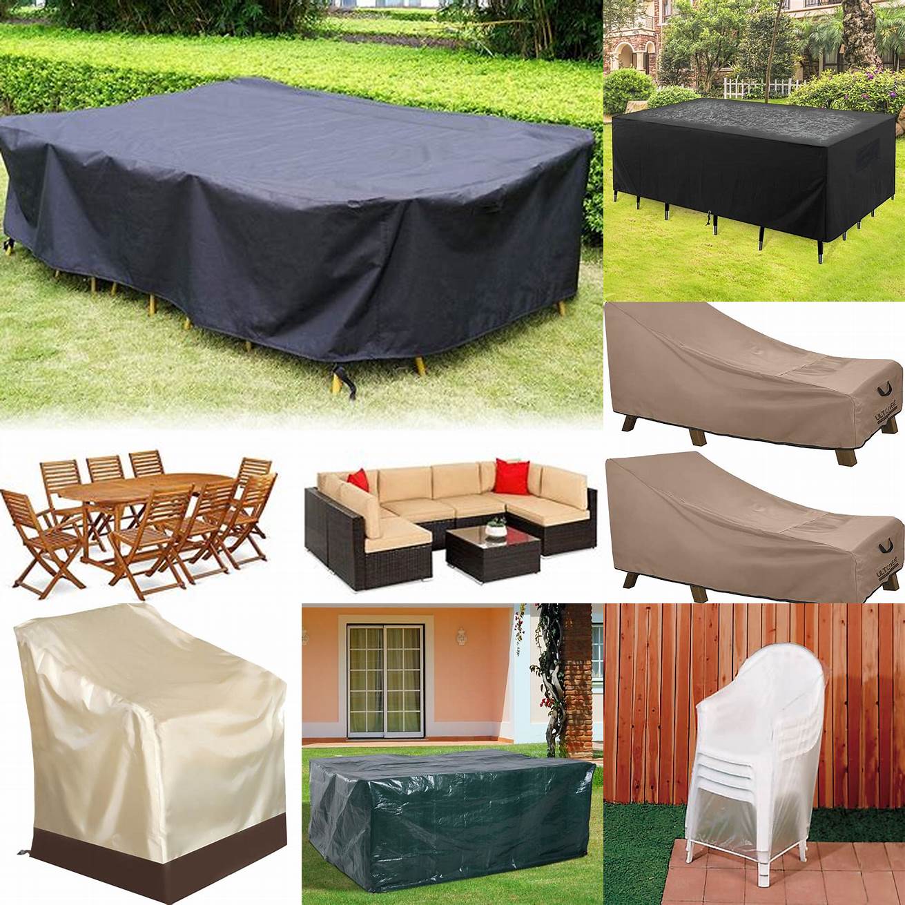Outdoor Teak Furniture Covered with a Plastic Cover