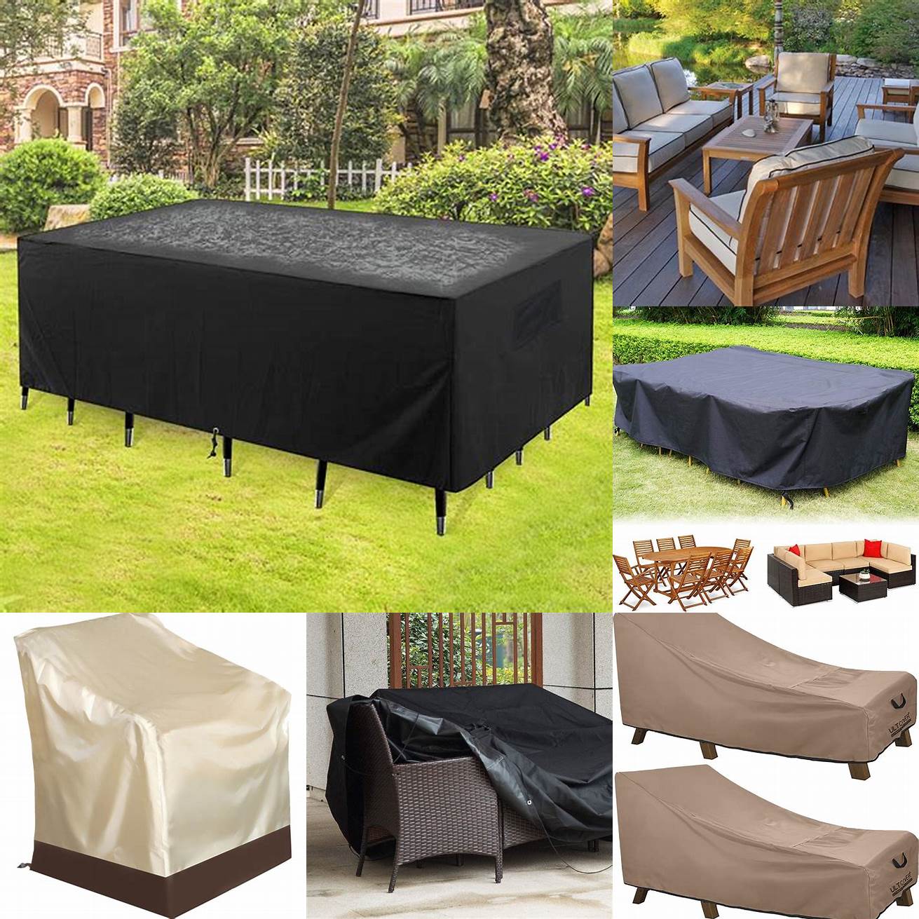 Outdoor Teak Furniture Covered with a Waterproof Cover