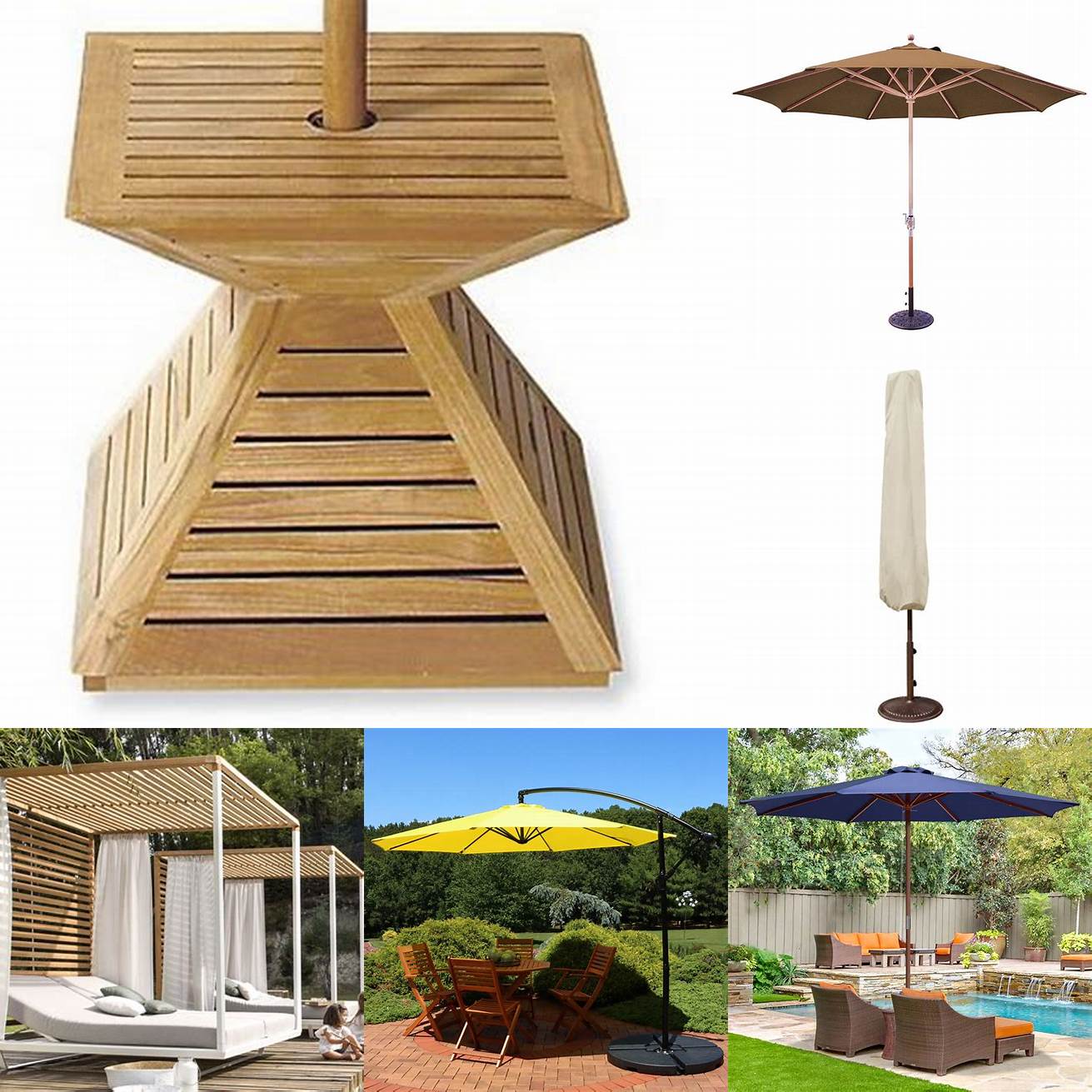 Outdoor Teak Furniture Covered with an Umbrella Cover