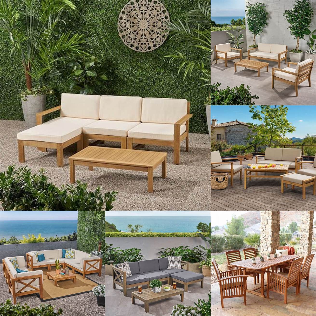 Outdoor living space with acacia furniture