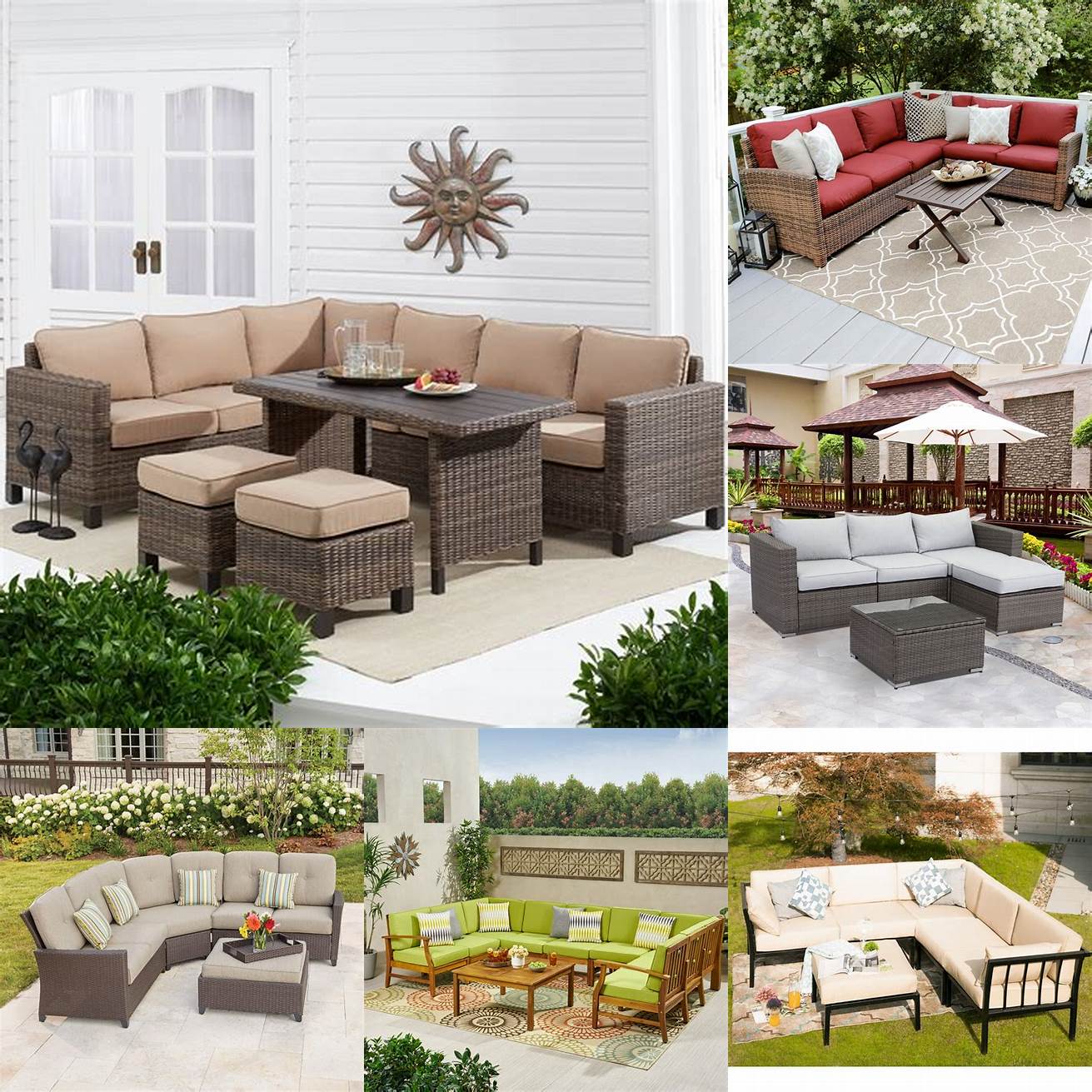 Outdoor sectional sofa with cushions