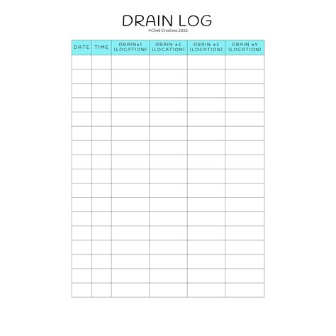 Output Printable Jp Drain Log Sheet