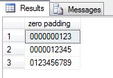 Pad a string with leading zeros so its 3 characters long in SQL Server 2008