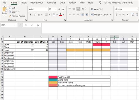 Paid Time Off Excel Template
