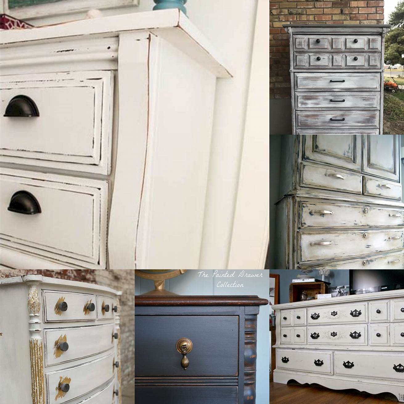 Paint a dresser with a distressed finish Use chalk paint and sandpaper to create a distressed and rustic finish on an old dresser