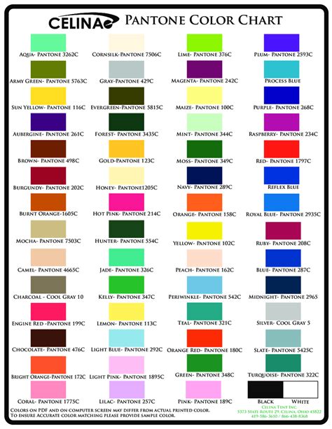 Pantone Color Chart Names