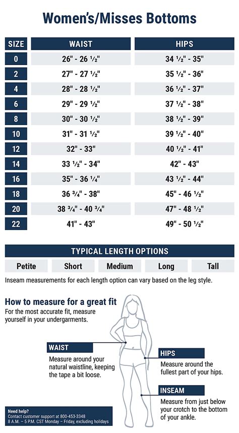 Pants Womens Size Chart