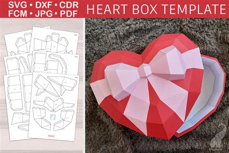 Paper Heart Box Template