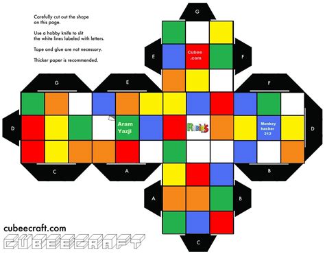 Paper Rubiks Cube Template