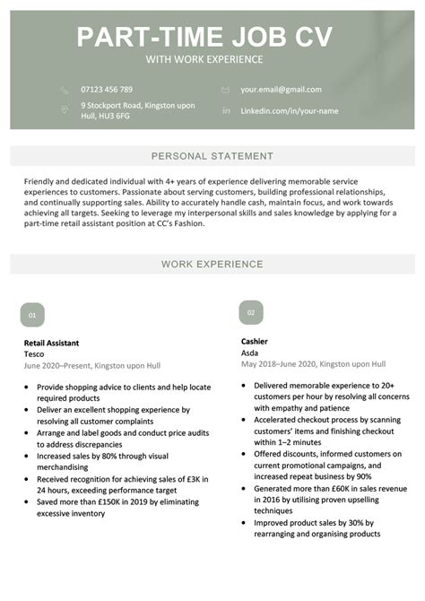 Part Time Resume Template