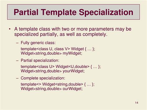 Partial Template Specialization