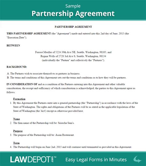 Partnership Contract Template Word