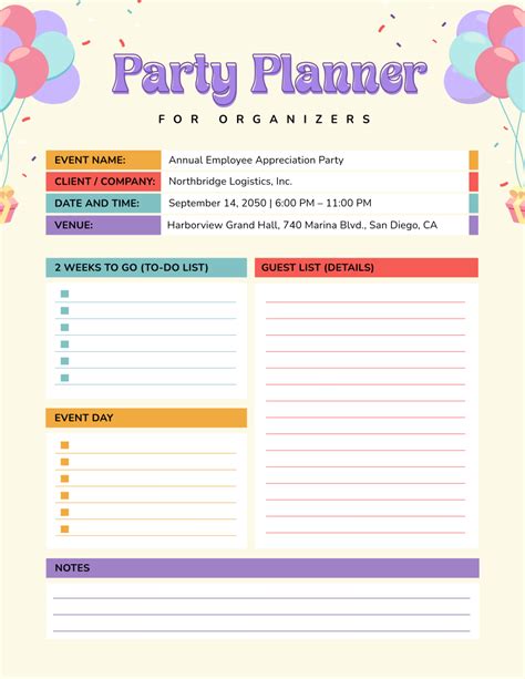 Party Planning Templates