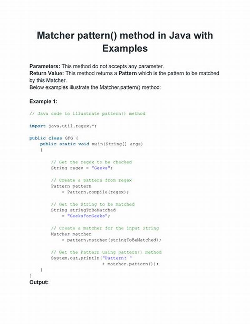 Pattern And Matcher Example In Java