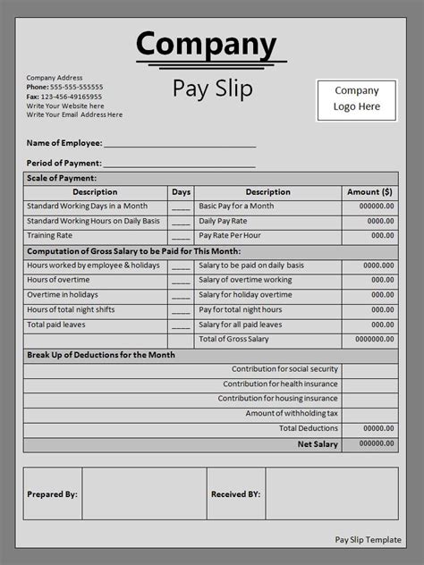 Pay Slip Template
