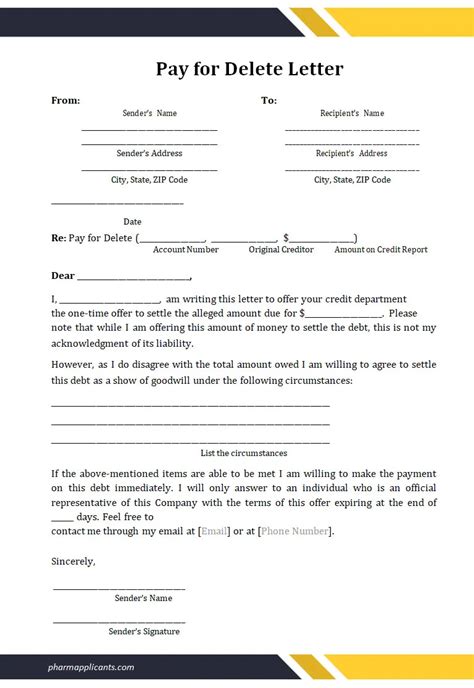 Pay To Delete Letter Template