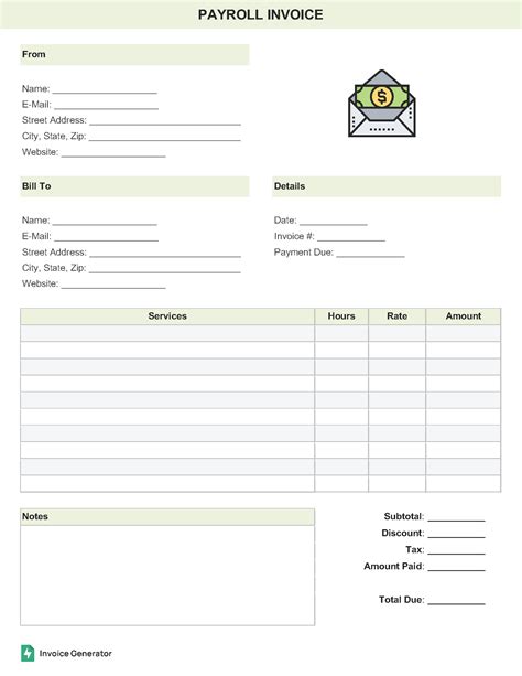 Paycheck Invoice Template