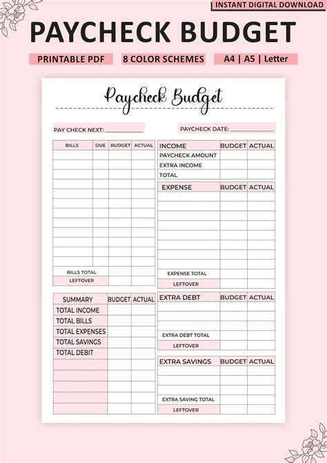 Paycheck Planner Template