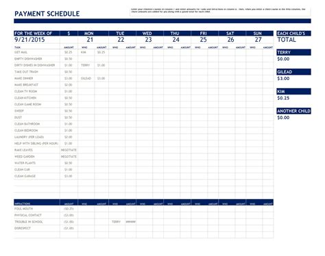 Payment Schedule Template Excel