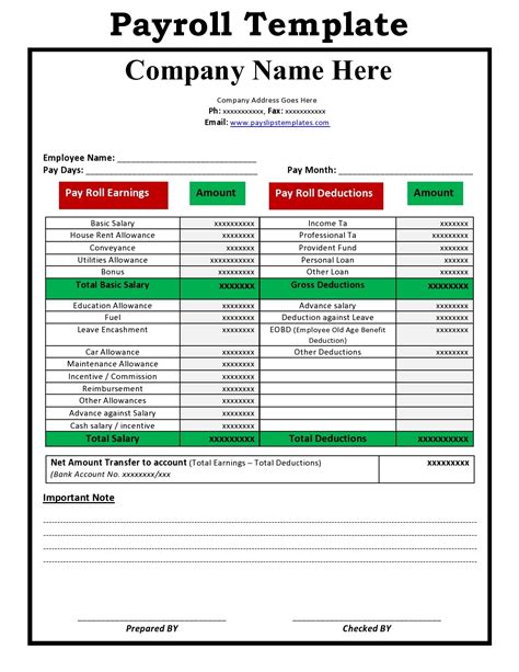 Payroll Document Template