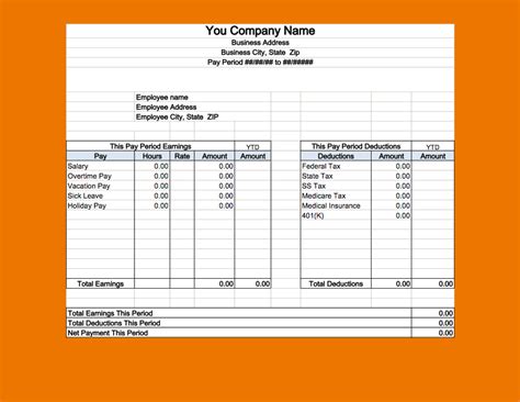 Payroll Stub Template Excel Free