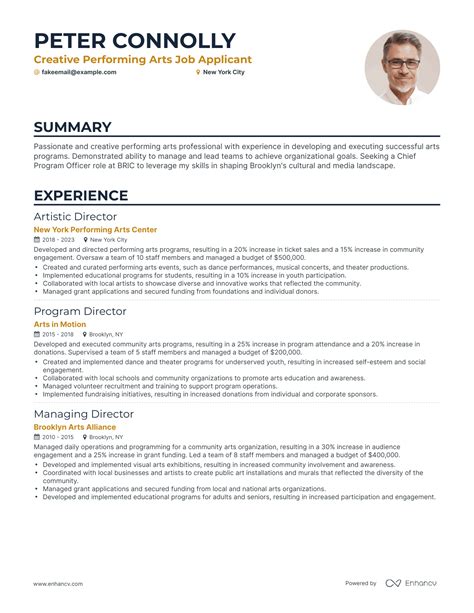 Performance Resume Template