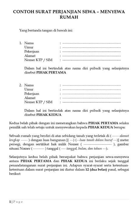 Perjanjian Sewa