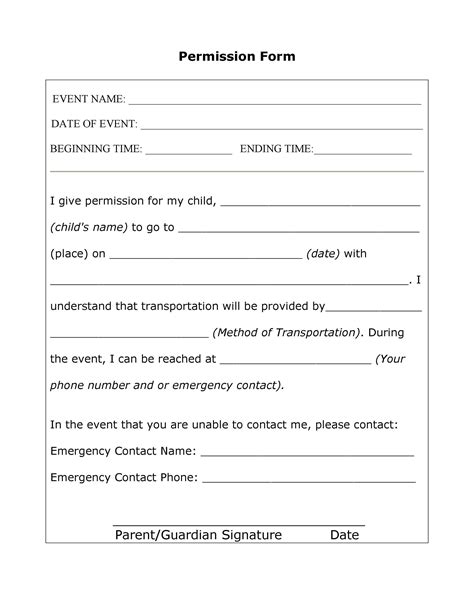 Permission Slips Template