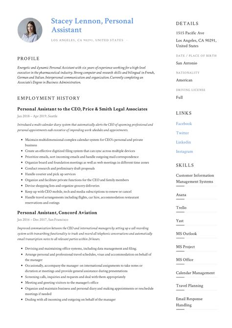 Personal Assistant Resume Template