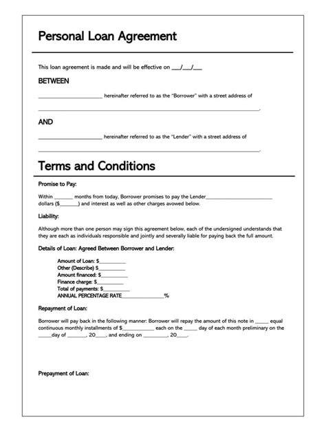 Personal Loan Paperwork Template