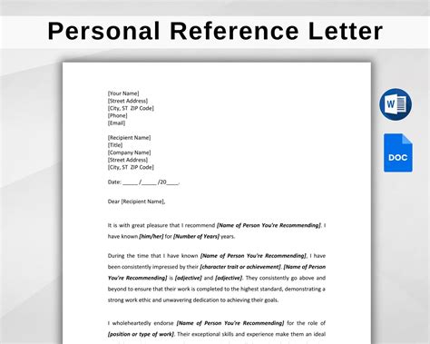 Personal Reference Letter Template Free