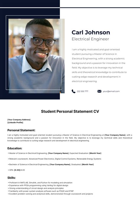Personal Statement Template For Cv