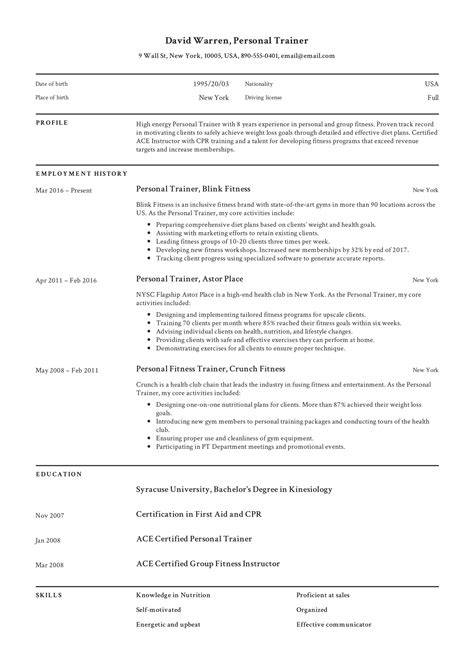 Personal Trainer Resume Template