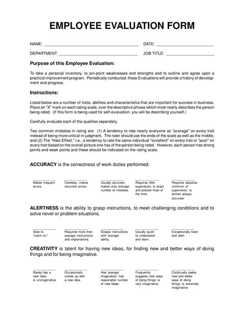 Personnel Evaluation Template