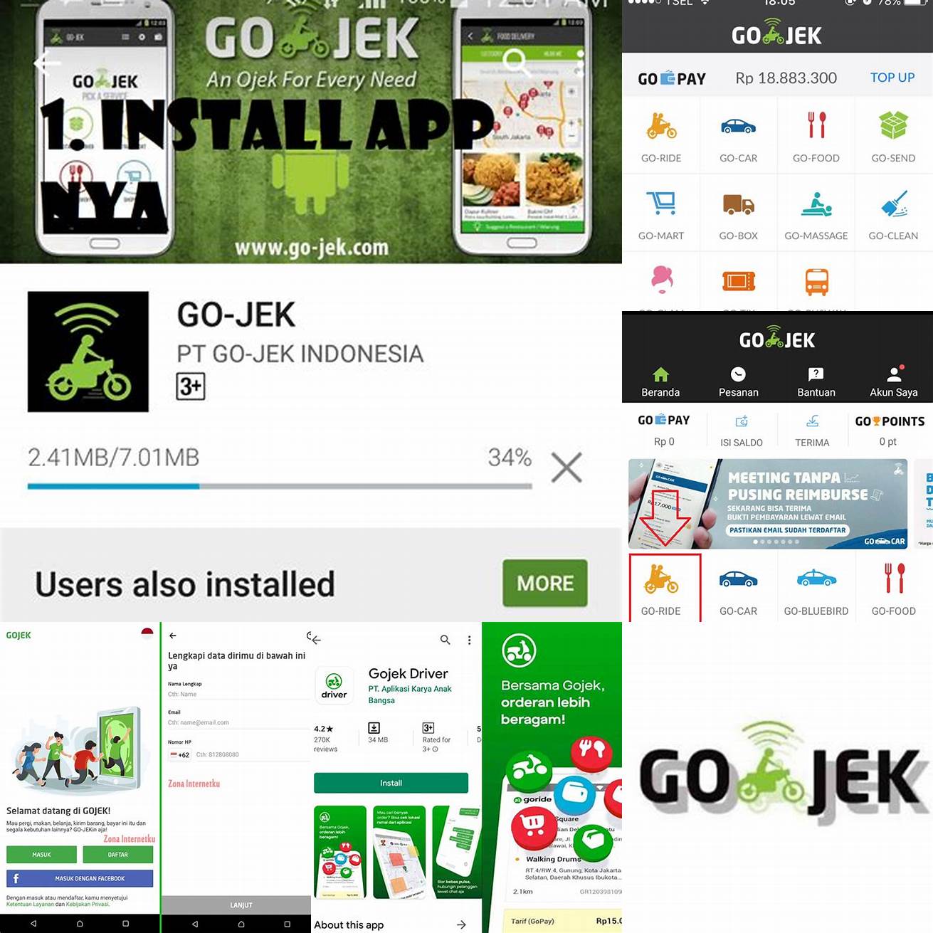 Pertama buka aplikasi Gojek di ponsel kalian