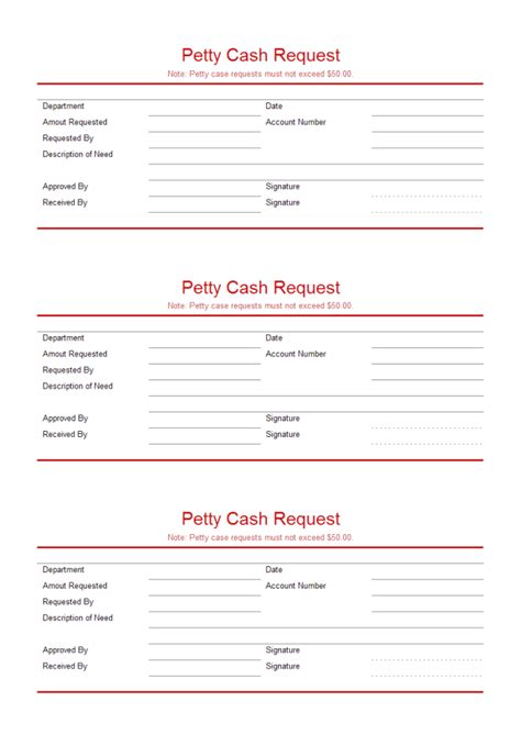 Petty Cash Request Form Template Excel Free Download
