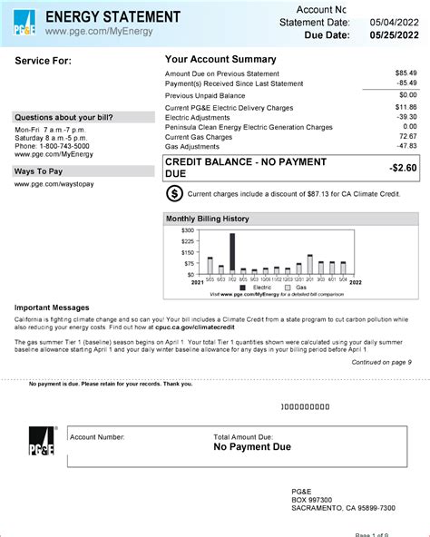 Pge Bill Template