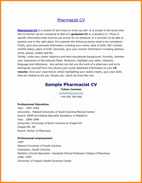 Pharmacy Curriculum Vitae Template