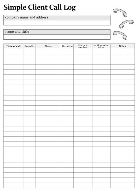 Phone Log Template