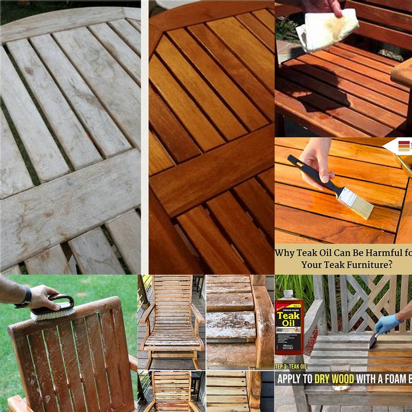 Photo of Teak furniture being treated with teak oil or sealant