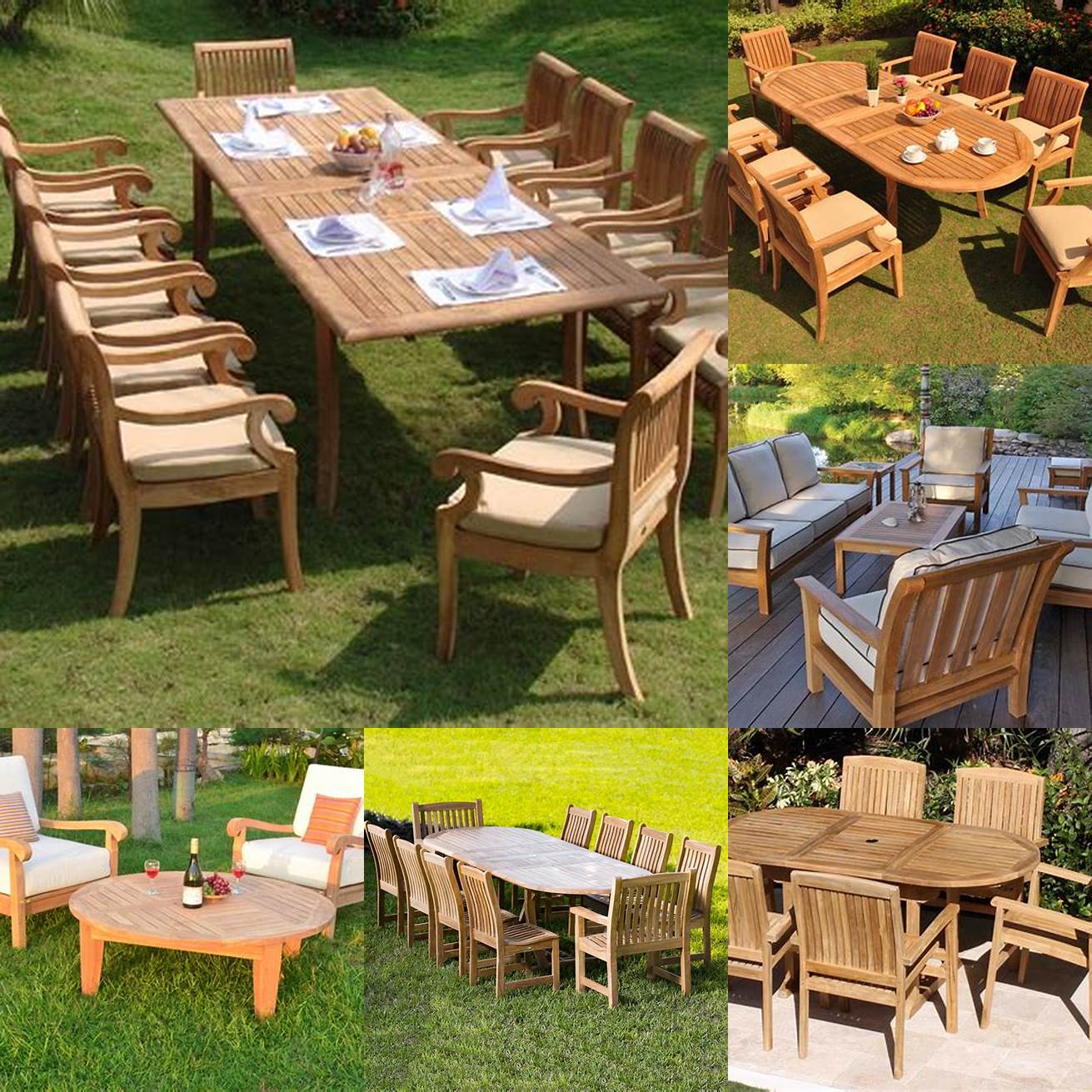 Photo of the teak furniture with an outdoor setting