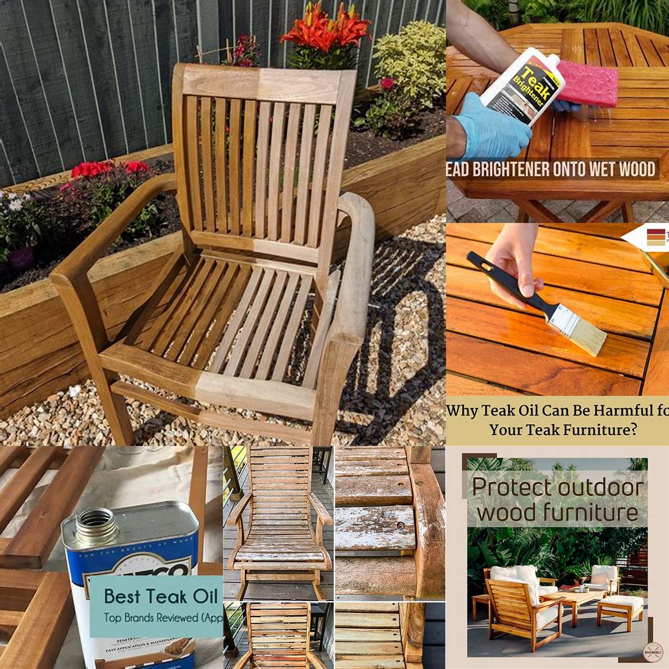 Photos of teak oil protecting outdoor furniture from the elements