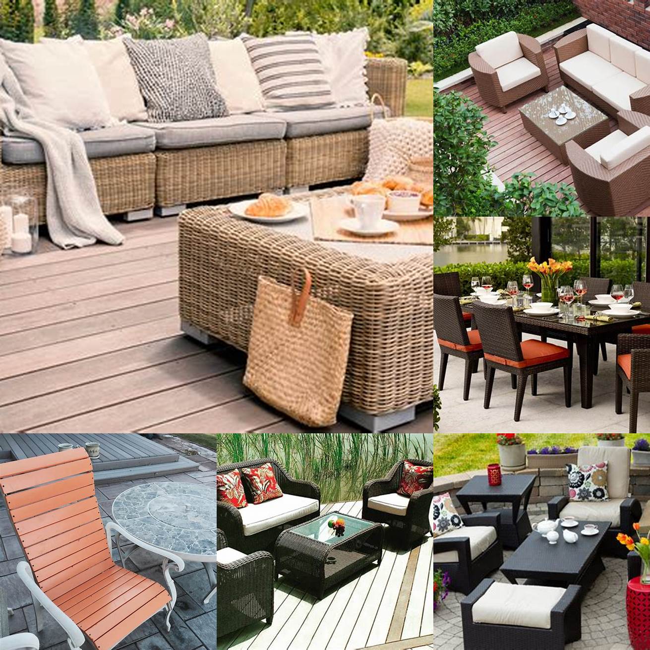 Photos of the different types of outdoor furniture