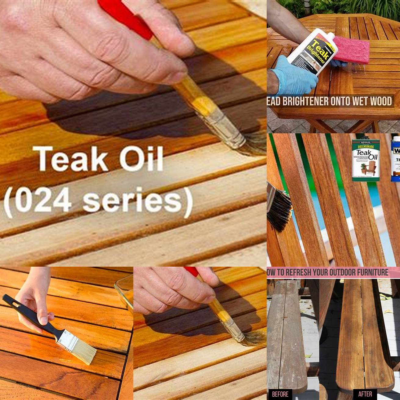 Photos of the tools needed to apply teak oil