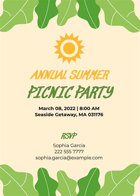 Picnic Invitation Template